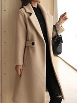 Wintermantel Damen | Lang Mantel Damen | Taillenriegel & Reverskragen für definierte Silhouette – Khaki