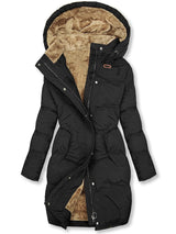 Wintermantel Damen | Langer Parka mit Kapuze | Warm & Winddicht für kalte Tage – Schwarz