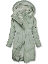 Wintermantel Damen | Langer Parka mit Kapuze | Warm & Winddicht für kalte Tage – Grün