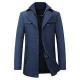Wintermantel Herren | Eleganter Stehkragen | Warm & Stilvoll für Business – Blau