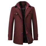 Wintermantel Herren | Eleganter Stehkragen | Warm & Stilvoll für Business – Rot