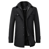 Wintermantel Herren | Eleganter Stehkragen | Warm & Stilvoll für Business – Schwarz