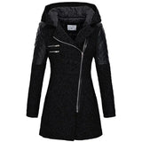 Wintermantel Damen Lang mit Kapuze – Schwarz