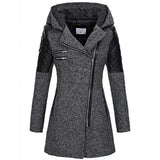 Wintermantel Damen Lang mit Kapuze – Grau