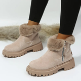 Winterstiefel Damen mit Fellkragen – Khaki