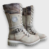 Winterstiefel Damen mit Strickkragen – Grau