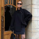Drune | Damen Kurzer Übergröße Trenchcoat für Den Herbst – Schwarz