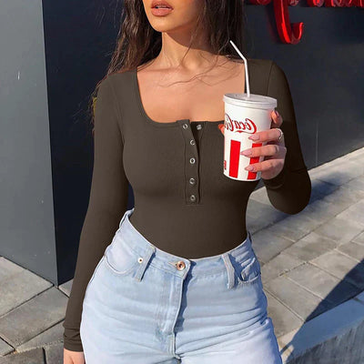 Avril® | Gerippter Body mit langen Ärmeln