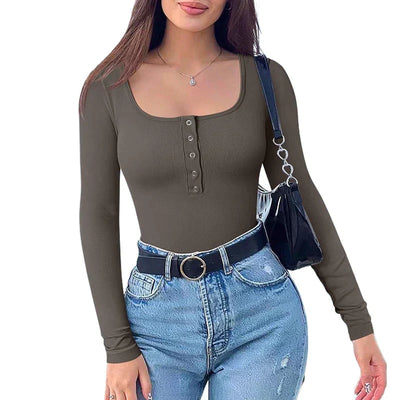 Avril® | Gerippter Body mit langen Ärmeln