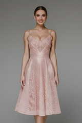 Katharina | Damen Spaghettiträger A-Linien Rock Midikleid – Rosa