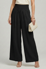 Carolin | Damen Palazzohose mit Hoher Taille und Falten – Schwarz