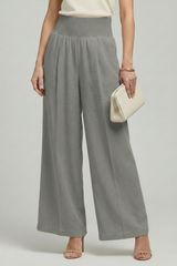 Carolin | Damen Palazzohose mit Hoher Taille und Falten – Grau