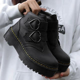 Gabriela | Damen Modische Stiefeletten mit dicker Sohle – Schwarz