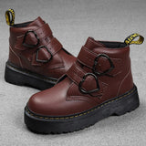 Gabriela | Damen Modische Stiefeletten mit dicker Sohle – Rot