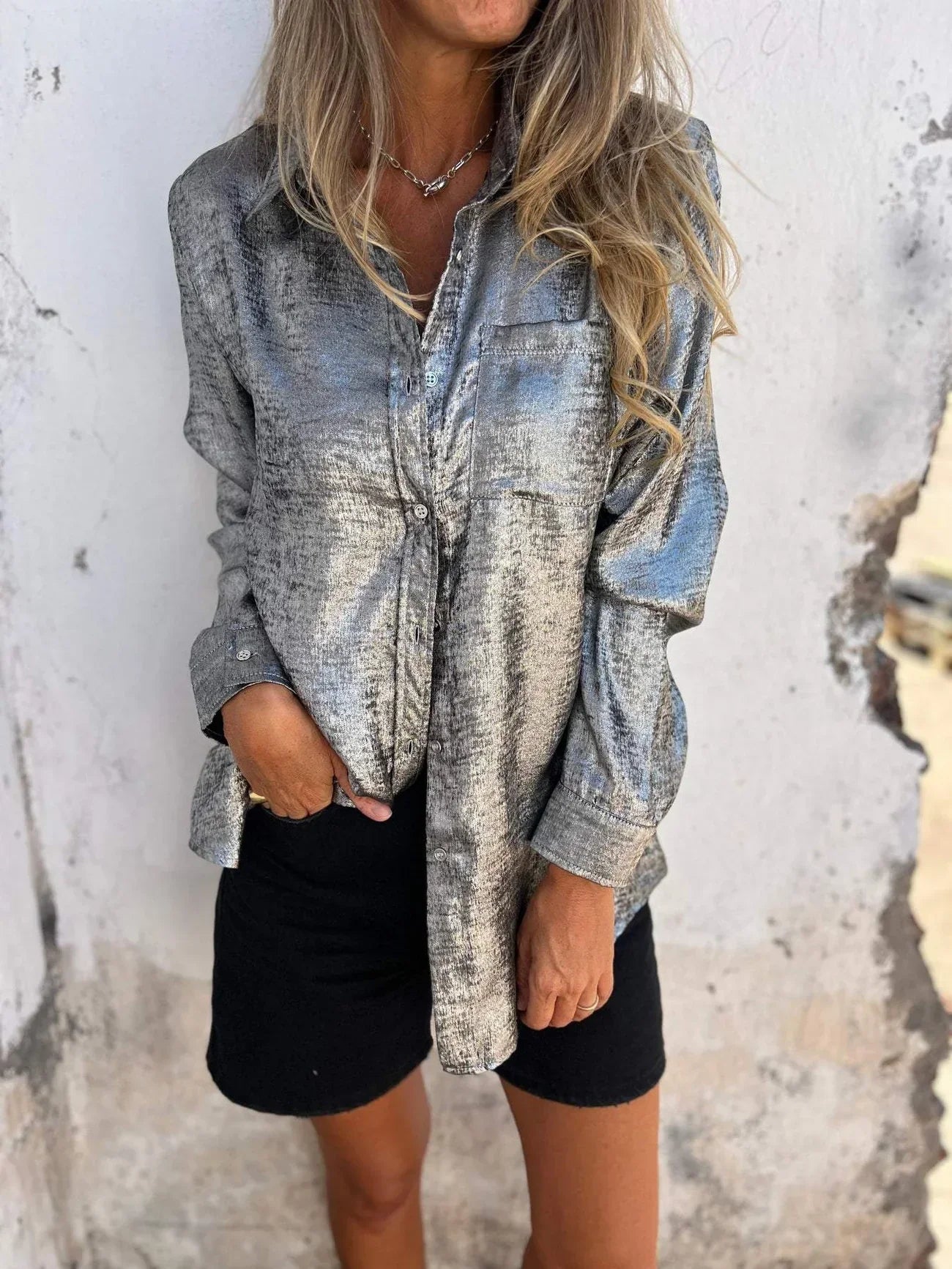 Langarmshirt Mit Pailletten Für Damen | Button Down