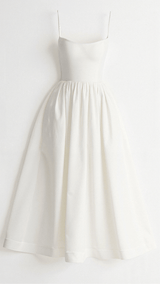 Regine | Damen A-Linien-Midikleid im Ascot-Stil – Weiß