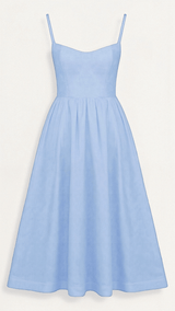 Regine | Damen A-Linien-Midikleid im Ascot-Stil – Hellblau