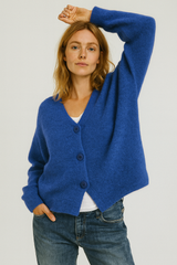 Sandra | Damen Freizeit Cardigan Mit Knopfleiste – Blau