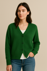 Sandra | Damen Freizeit Cardigan Mit Knopfleiste – Dunkelgrün