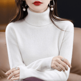 Elfriede | Damen Klassischer Warmer Strickpullover mit Rollkragen – Weiß