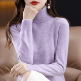 Elfriede | Damen Klassischer Warmer Strickpullover mit Rollkragen – Helllila