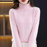 Elfriede | Damen Klassischer Warmer Strickpullover mit Rollkragen – Hellrosa