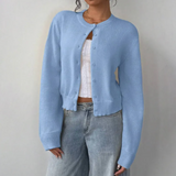 Bettina | Damen Frühlings Cardigan Mit Kragen Und Knöpfen – Hellblau