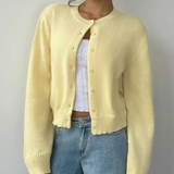 Bettina | Damen Frühlings Cardigan Mit Kragen Und Knöpfen – Gelb