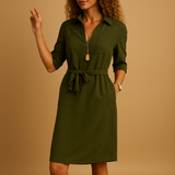 Johanna | Damen Midi-Kleid für den Alltag – Armeegrün