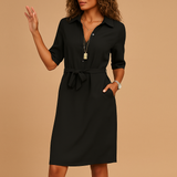 Johanna | Damen Midi-Kleid für den Alltag – Schwarz
