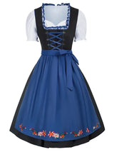 Dagmar | Damen Dirndl Oktoberfest Kleid mit Schürze – Blau