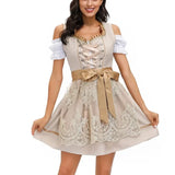 Dagmar | Damen Dirndl Oktoberfest Kleid mit Schürze – Khaki