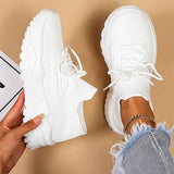 Elke | Damen Strick-Schnürschuhe für Freizeit und Spaziergänge – Weiß
