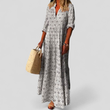 Wren | Damen V-Ausschnitt Maxikleid mit Taschen – Weiß