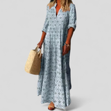 Wren | Damen V-Ausschnitt Maxikleid mit Taschen – Hellblau