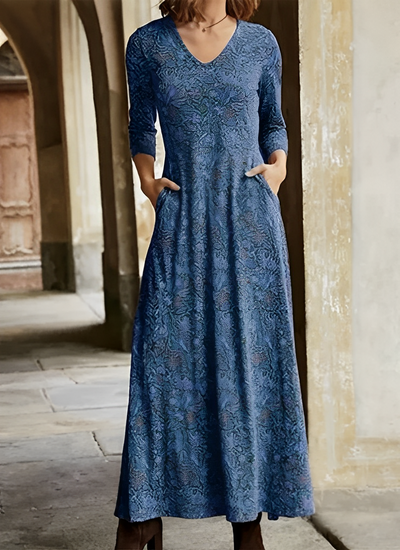 Elegantes Damen Maxikleid mit Blumenmuster - Sommerlich Fließend