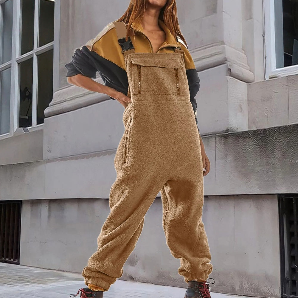 Damen Cord-Overall mit Fleece-Futter und verstellbaren Trägern