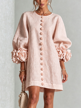 Elovienne - Strukturiertes Leinen-Minikleid – Rosa