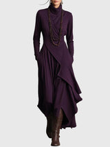 Svenja | Damen Maxi Faltenkleid – Plissee Maxikleid Faltend Elegant 2026 – Lila
