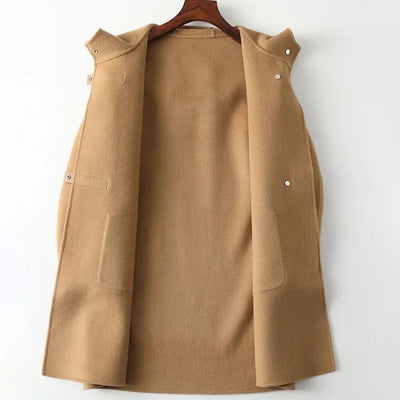 Luxuriöse Damen-Kapuzenjacke aus Kaschmir - Doppelseitig tragbar - Elegant & warm