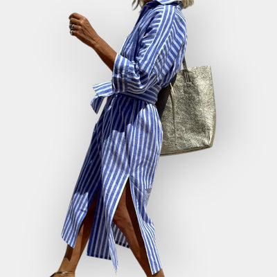 Gestreiftes Damen Hemdblusenkleid