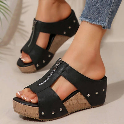 Yara – Orthopädische Keilsandalen mit offener Zehenpartie