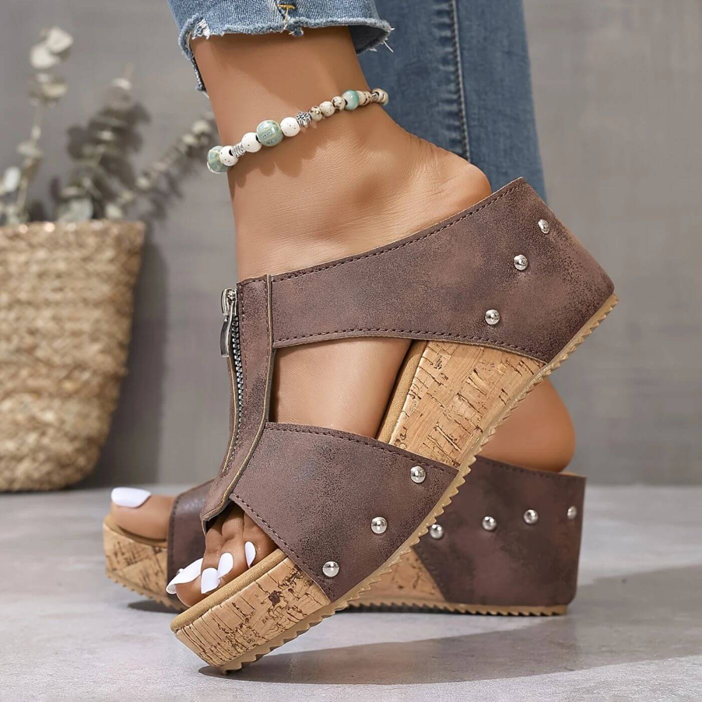 Yara – Orthopädische Keilsandalen mit offener Zehenpartie