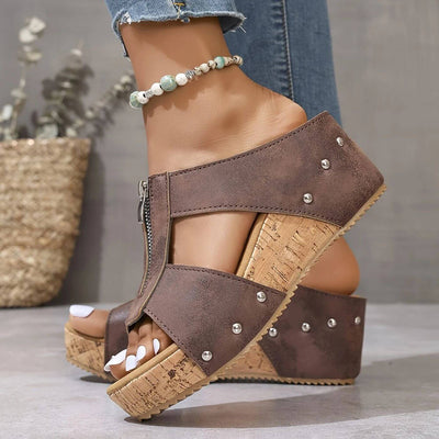 Yara – Orthopädische Keilsandalen mit offener Zehenpartie