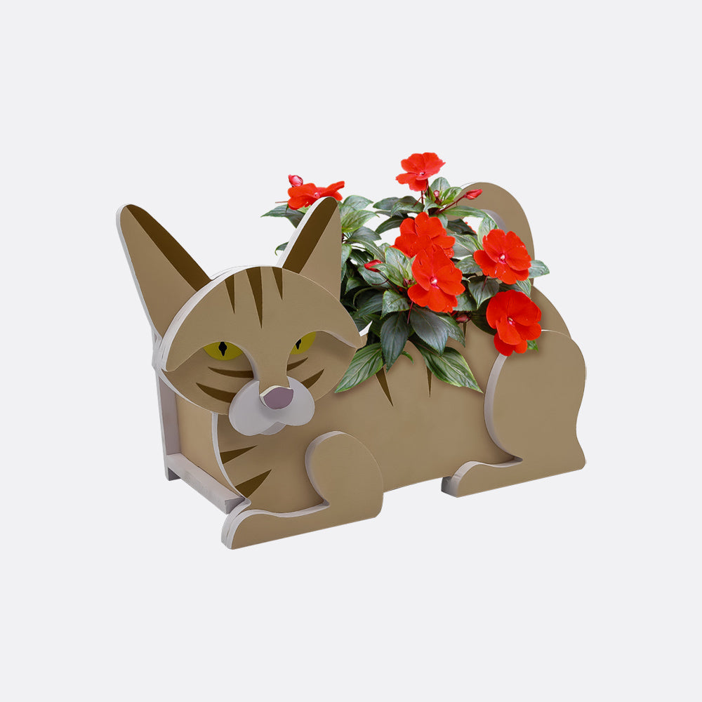 Gelbe Katzen-Blumentopf