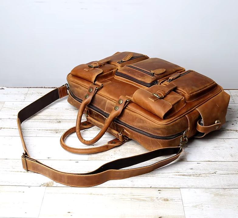 Herren Retro-Ledertasche - Geräumig und hochwertig aus Vollrindleder