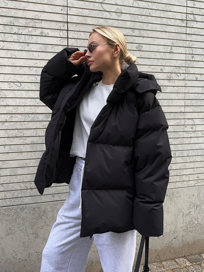 Damen Steppjacke mit Kapuze - Warme Daunenjacke in Kurzform