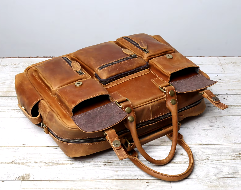 Herren Retro-Ledertasche - Geräumig und hochwertig aus Vollrindleder