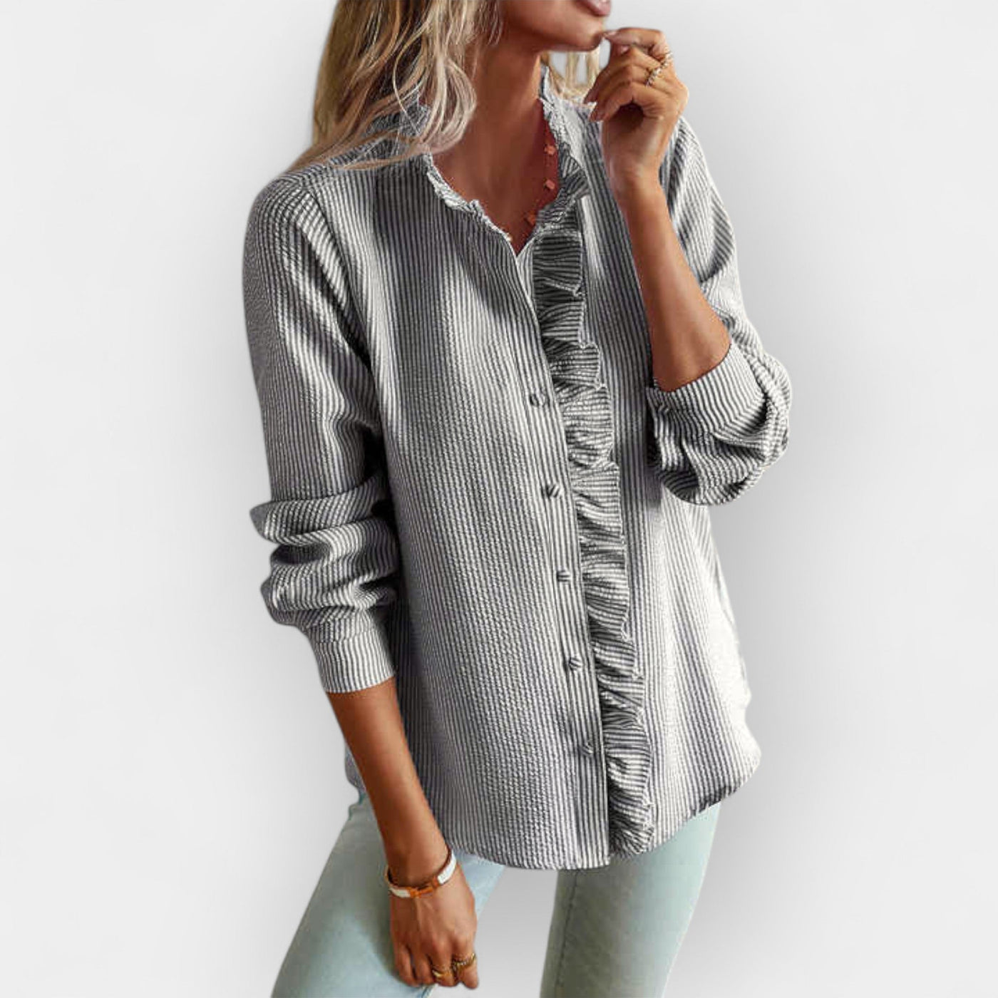 Elegante Damen Rüschenbluse