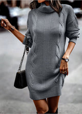 Paula | Damen Kleid grob gestrickt lässig & modern – Grau